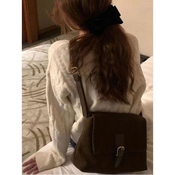 【Darling】Whiterm 韓版女包秋冬新款復古氣質絨面單肩腋下包百搭休閒斜挎包