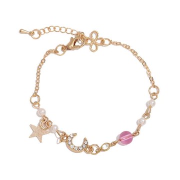 【Jpqueen】森系少女心月半彎星月閨蜜手鍊(5色能選)