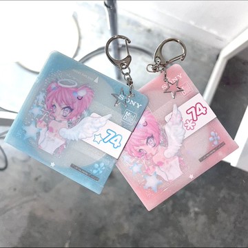 Glitter Mini Disc 鑰匙圈　藍色