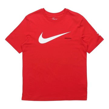 Nike Swoosh Logo Printing Knit Round Neck Short Sleeve Red