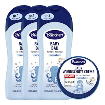 【貝臣Bubchen】柔舒沐浴精1000ml*3+萬用護膚膏150ml