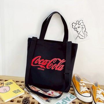 【Coca-Cola】可口可樂 經典LOGO帆布袋-黑