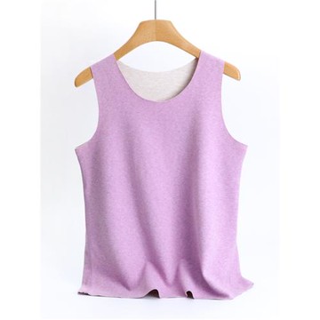 德絨圓領保暖背心女秋冬大碼無痕內衣加絨吊帶內穿修身無袖打底衫