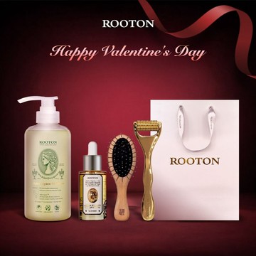快速出貨【ROOTON】情人節快樂！甦活植萃洗髮精500ml+甦活植萃髮根賦活頭皮精華30ml+甦活養護滾輪+氣墊針梳+燙金禮袋(情人節禮物)