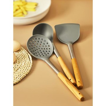 鍋鏟家用木柄炒菜鏟不粘鍋專用鏟子耐高溫廚具套裝漏勺湯勺硅膠鏟