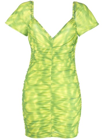 ROTATE BIRGER CHRISTENSEN - tie-dye ruched minidress - women - Recycled Polyester/Recycled Polyester/Elastane/Elastane - 36 - Green
