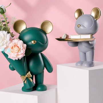 原創 星空暴力熊 插畫花盆 桌面擺件 擺花 星際熊 北歐客廳家居裝飾工藝品結婚禮物輕奢 糖果收納 鑰匙收納 店鋪花盆擺件