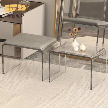 【台灣公司 可打統編】免運  浴室凳 實木浴室凳 亞克力小凳子簡約網紅透明家用矮凳創意浴室凳客廳輕奢換鞋凳妝凳 可開發票 全館五折 工廠現貨直銷 新品特價 c9221