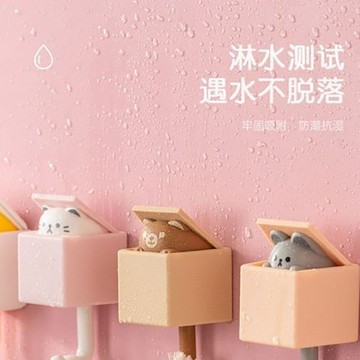 楓林宜居 免打孔伸縮貓咪掛鉤創意可愛探頭粘鉤浴室強力粘膠勾子門后大衣鉤
