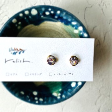 紫色 造型氣球 金繼 陶器 耳針 無耳洞耳夾 耳環 紫色 祭典 夏天 夏日祭典 祭典 水球 日式 迷你 小巧 簡約 禮物