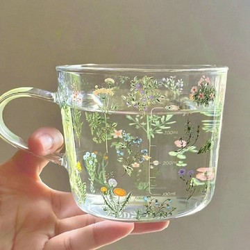 小清新玻璃杯高顏值水杯女辦公室耐高溫泡茶杯牛奶早餐杯子ins風