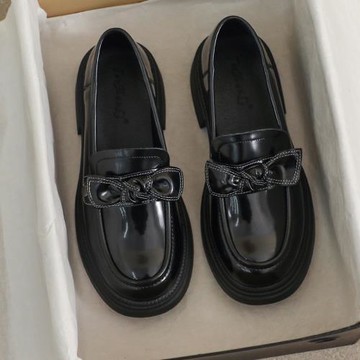 小羊皮~小皮鞋女2025新款夏季英倫風黑色41平底豆豆軟底43樂福鞋