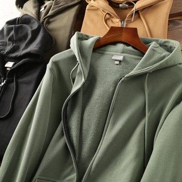 力薦外貿男士運動休閑連帽衛衣簡約百搭全棉毛圈拉鏈開衫上衣外套