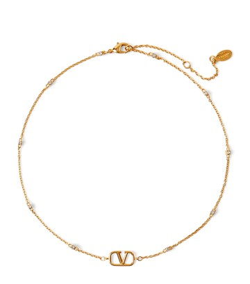 Valentino Garavani VLogo Crystal-Embellished Necklace