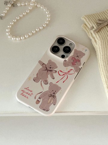 Sweet Bear Design Acrylic Grip Phone Case