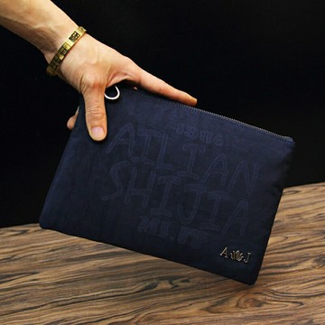 新款時尚潮男手拿包信封包韓國進口帆布布藝男士尼龍布手包iqad包