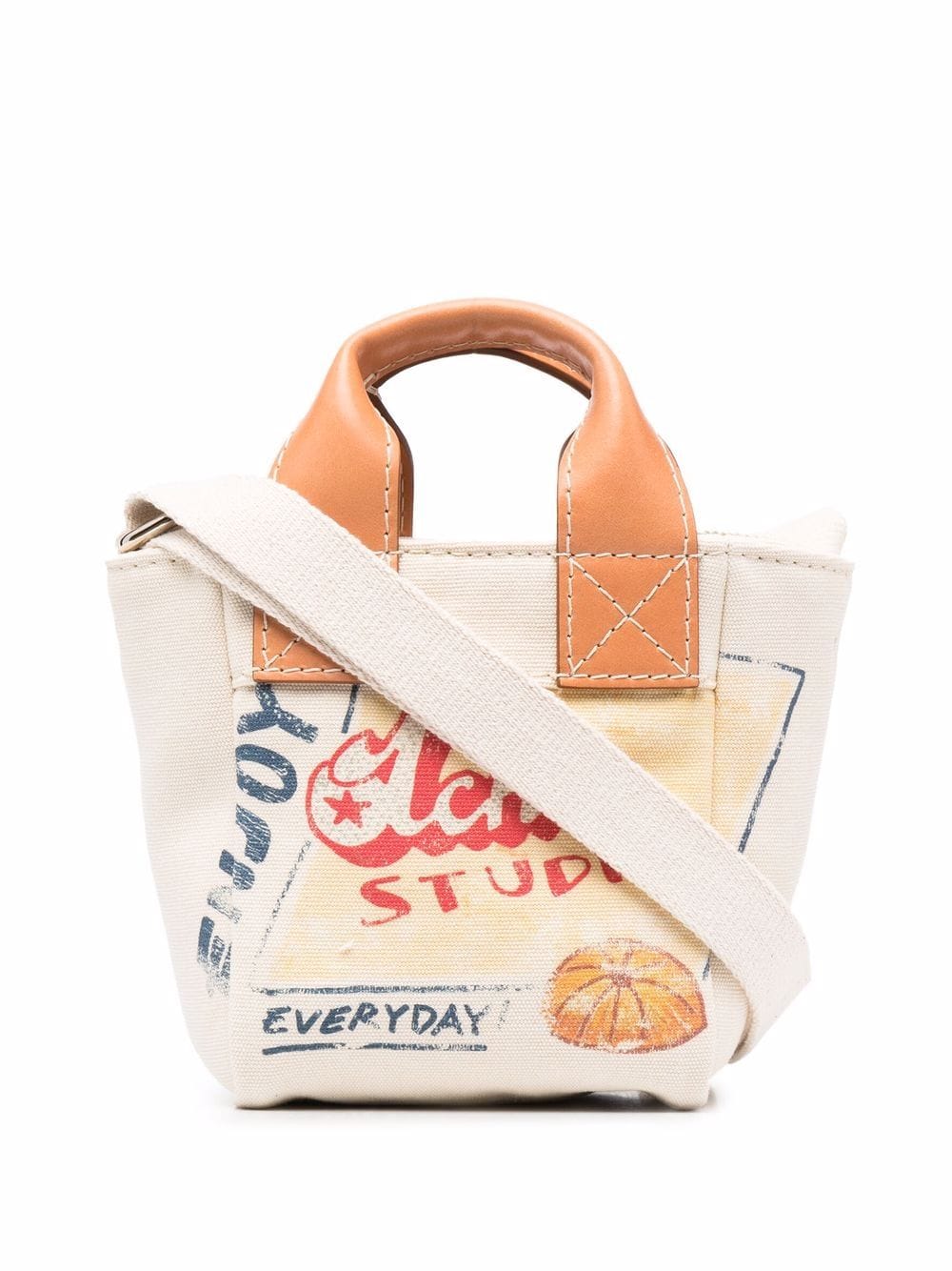 Acne Studios - x Grant Levy graphic-print tote bag - unisex - Cotton/Leather - One Size - Neutrals