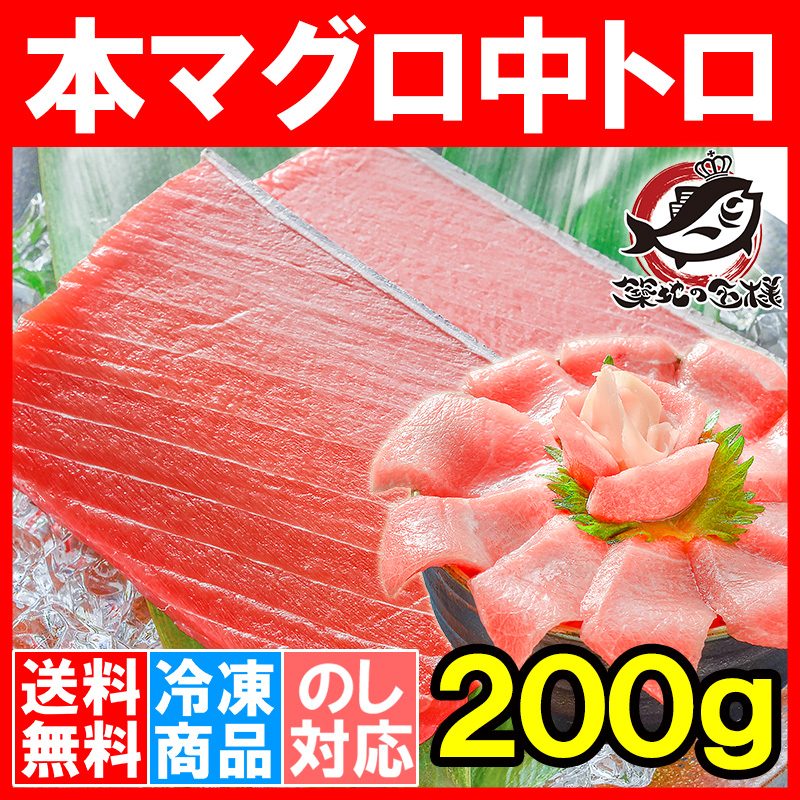 送料無料 本まぐろ 中トロ 200g  (マグロ まぐろ 鮪 本マグロ 本鮪 刺身)