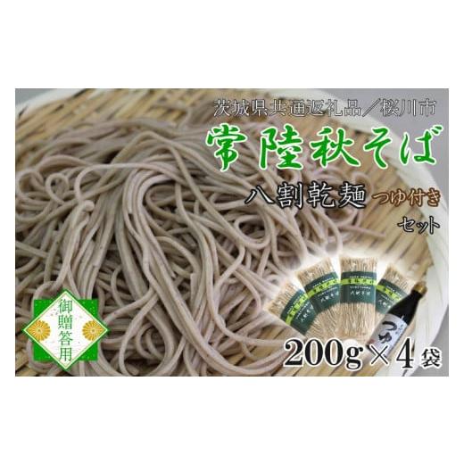 ふるさと納税 茨城県 行方市 DX-10常陸そば乾麺4袋　ご贈答用つゆ付セット