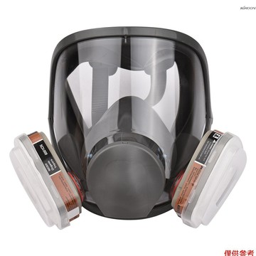 （下單發圖片）6800 18合1防毒全面罩 大視野矽膠防毒全面具 1面具主體+2個3號濾毒盒+2個濾蓋+10張濾棉+2個