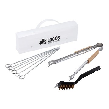 【露營趣】新店桃園 LOGOS LG81331001 BBQ高手烤具組 料理工具 燒烤夾 串燒組 鋼刷 烤肉用具 中秋烤肉 烤肉架