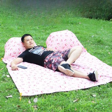 新款防潮防水加厚印花格子氣枕便攜帶充氣枕頭露營沙灘防潮