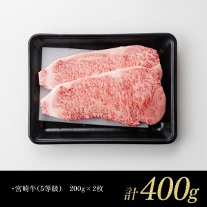 ※令和6年2月より順次発送※5等級! 牛肉 宮崎牛 サーロインステーキ 400g 