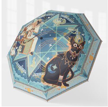 文藝復古遮陽傘超強防紫外線太陽傘雨傘女摺疊晴雨兩用插畫傘 99購物節