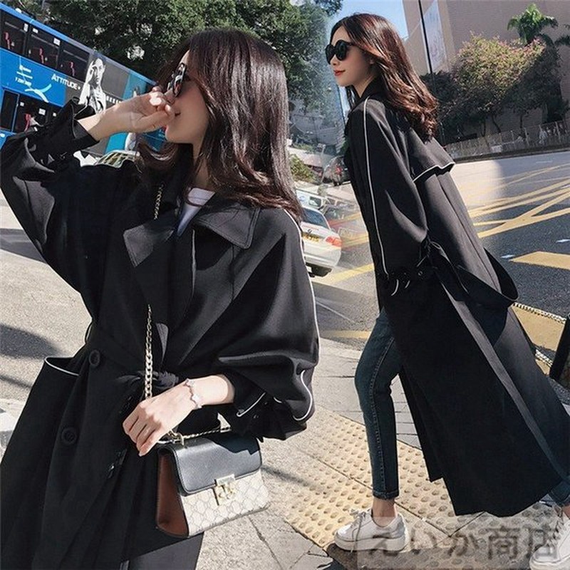 トレンチコート レディース 40代 ロング丈ジャケット スプリングコート 春コート 黒 アウター 秋服 韓国風 オーバー 30代 40代 50代 大きいサイズ 30代 40代 通販 Lineポイント最大get Lineショッピング