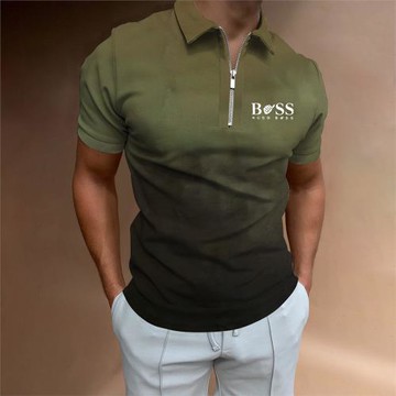 Fashion lapel printed short sleeved top 時尚翻領印花短袖上衣