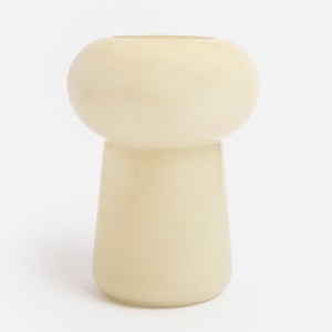 奧可利玻璃花器24cm 圓潤造型米白