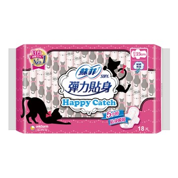 [箱購]蘇菲彈力貼身Happycatch超薄23cm18PC片 x 24包