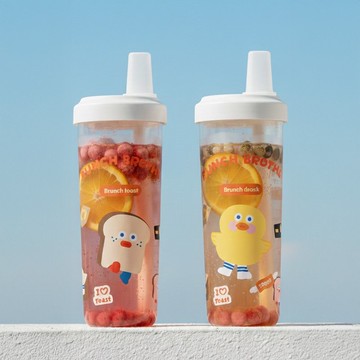 【iam我適文創】早午餐兄弟 吸管飲料杯 800ML