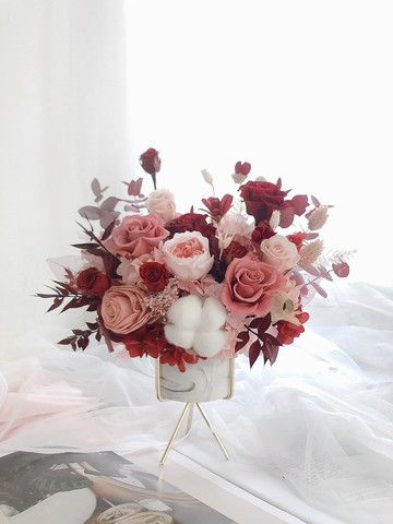 永生花 永生玫瑰花 乾燥花 開幕盆花 紀念日禮物 大理石紋 祝賀花