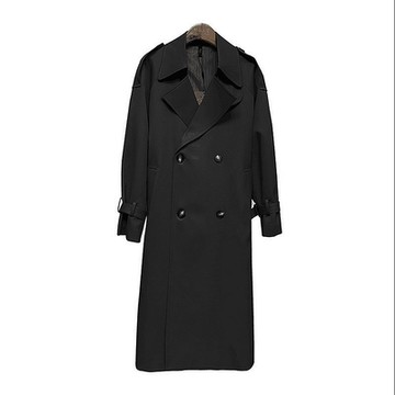 [米蘭精品] 風衣外套長版大衣-英倫風氣質純色雙排扣女外套2色74dk1