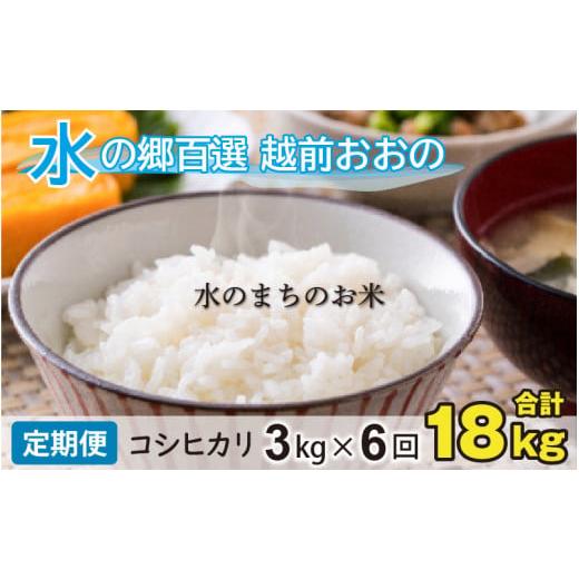 ふるさと納税 福井県 大野市 こしひかり 3kg×6回 計18kg「エコファーマー米」水のまちのお米