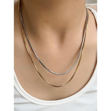 不褪色小眾歐美簡約百搭鈦鋼蛇骨鏈項鏈多層疊戴氣質鎖骨鏈ins