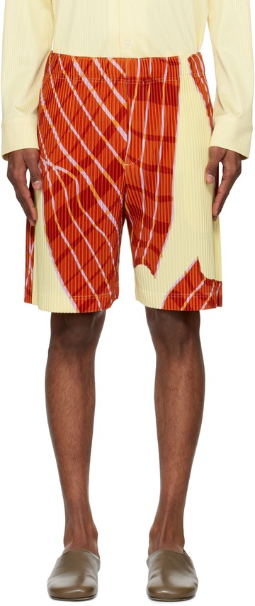 HOMME PLISSÉ ISSEY MIYAKE 黄色 & 橙色 Windswept Plaid 短裤