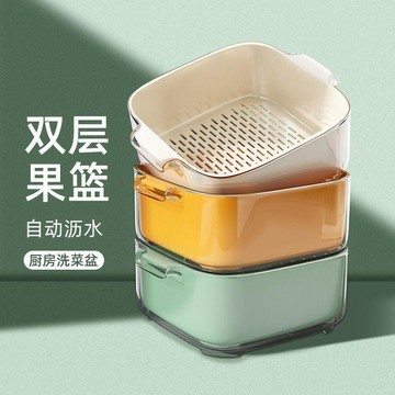 ✨臺灣出貨✨大容量新款水槽瀝水籃廚房客廳茶几家用菜籃子水果盤洗菜淘米神器PLA