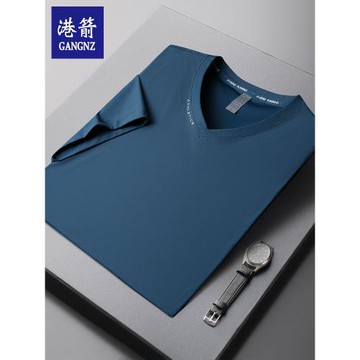 (免運)特大碼V領短袖男t恤冰絲速干雞心領加肥加大號200斤潮胖子打底衫