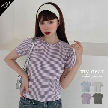 MD韓製/現貨/輕鬆穿搭細橫條圓領上衣４色【A01250340】