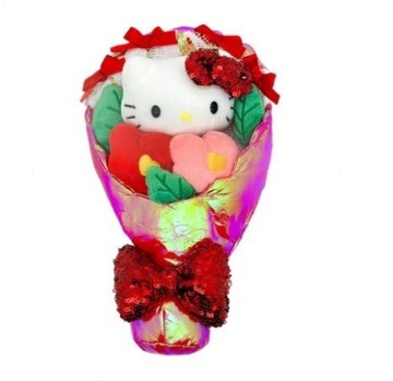 【震撼精品百貨】Hello Kitty 凱蒂貓~日本SANRIO三麗鷗 KITTY8吋造型絨毛娃娃-花束*17033