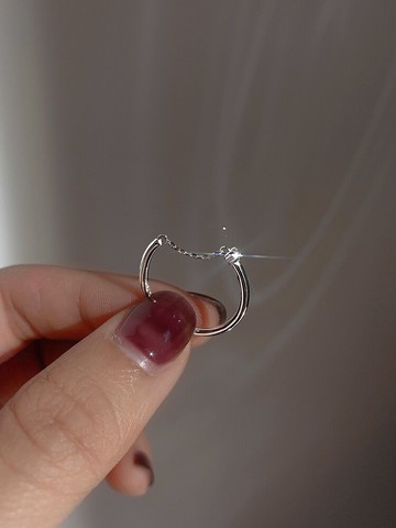 925純銀鏈條戒指設計小眾高級感ins潮冷淡風女食指個性時尚