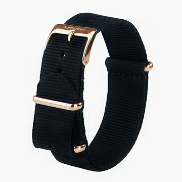 【快拆錶帶・加購優惠】現貨 極夜黑尼龍錶帶 玫瑰金錶扣 18mm(徑36用) Nordgreen 原廠快拆錶帶 ND錶帶 熱賣中!