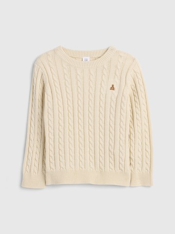 男幼童裝 純棉小熊刺繡圓領長袖針織衫-米色