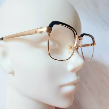 經典大尺寸 NOS 眉型霧金色 鈦合金 金屬古董眼鏡