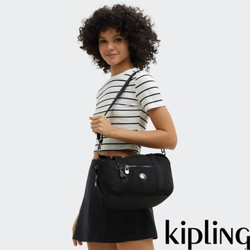 Kipling 深黑提花手提側背包-ART MINI