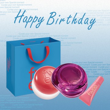 【fwee】生日快樂🎂唇頰兩用布丁膏+唇頰兩用果凍膏+3D迷你唇釉+品牌紅包袋(附提袋)