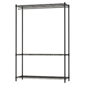 KI WISH 居家生活 輕型三層衣櫥架 無布套  120 x 46 x 180cm  黑色  3層