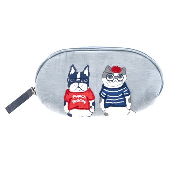 kUSUgURU JAPAN 日本眼鏡貓 ANIMAL MODE系列 眼鏡包/小物收納萬用包  藍色  尺寸:長直7cm/水平15cm/厚度4cm